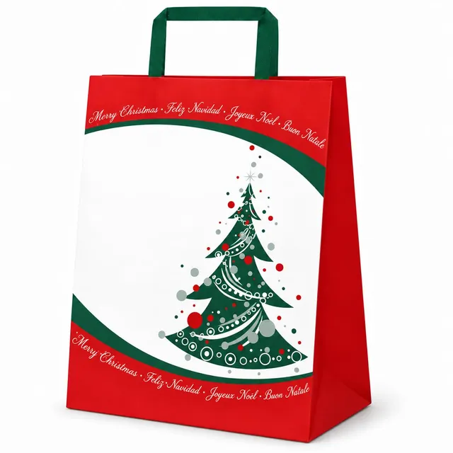 Ecocart Christmas Shopper Carta 22x12x29 Albero 50pz Cordino
