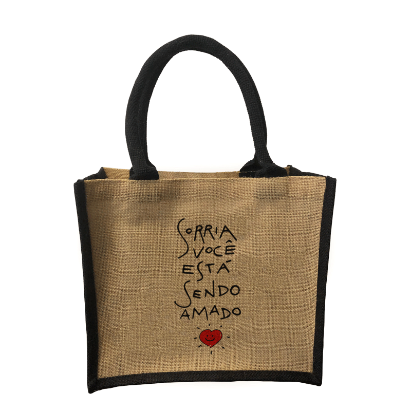 Jorlop Juta Illustrati Sorri shopper juta illustrato naturale