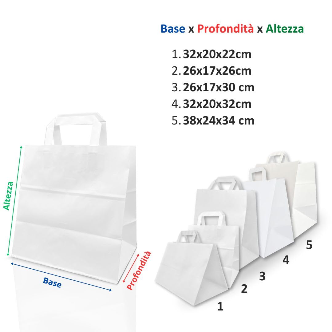 Ecocart Take Away 32+20x22 shopper bianca 50 pezzi