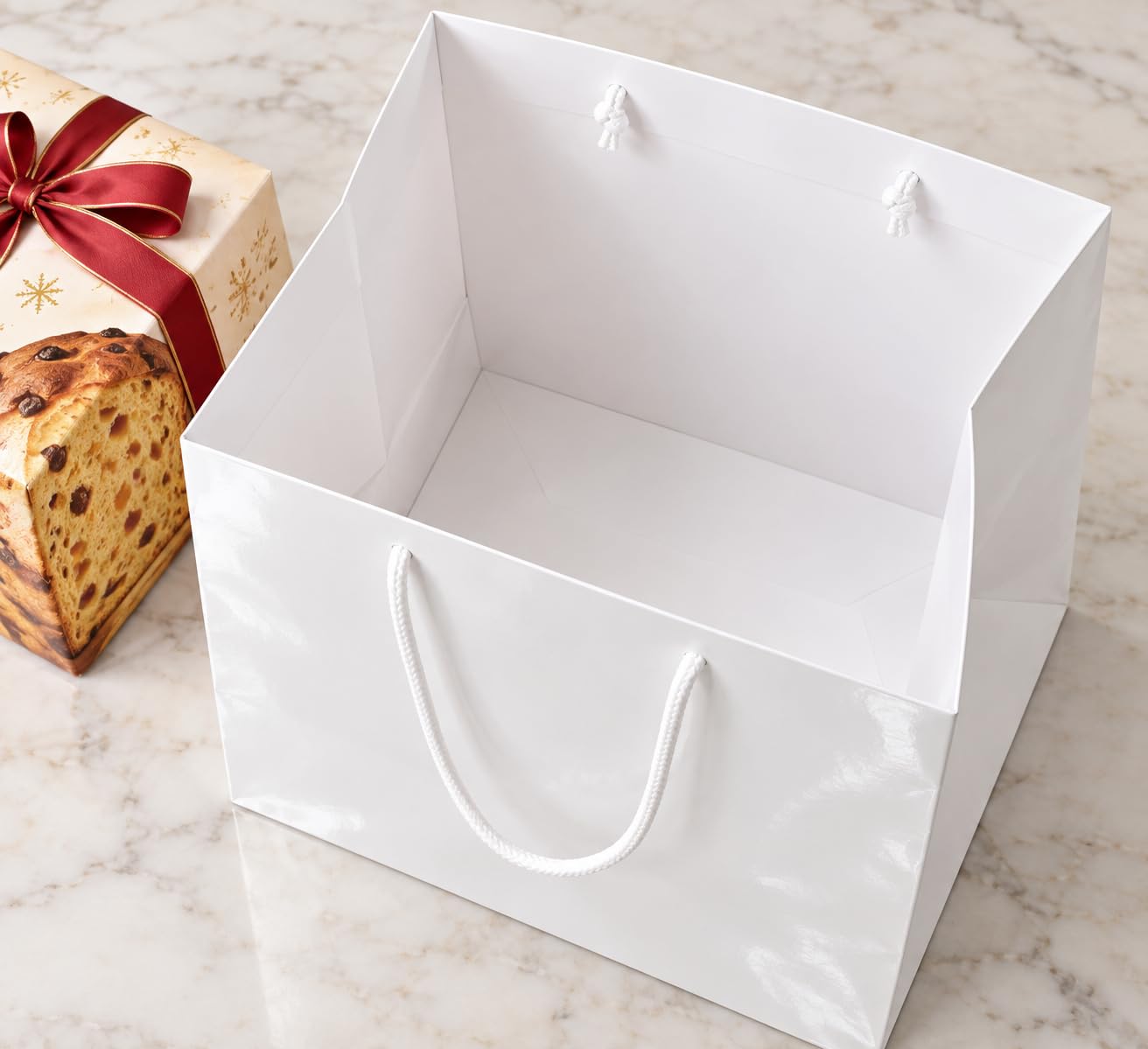 Ecocart Porta Box Shopper Carta 33x24x33 Bianca 10pz Torte Vino