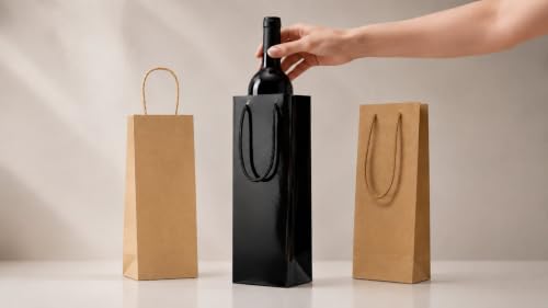Ecocart Portabottiglie 11x11x41 Shopper Carta Bianco 50 Pezzi per Vino