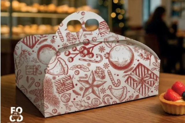 Sicily Bags Quadrata Classica scatola pasticceria Magico Natale 25x25x7 100pz