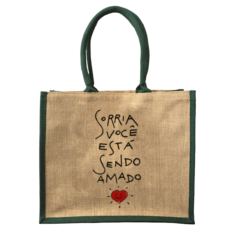 Jorlop Juta Illustrati Sorri shopper juta illustrato naturale