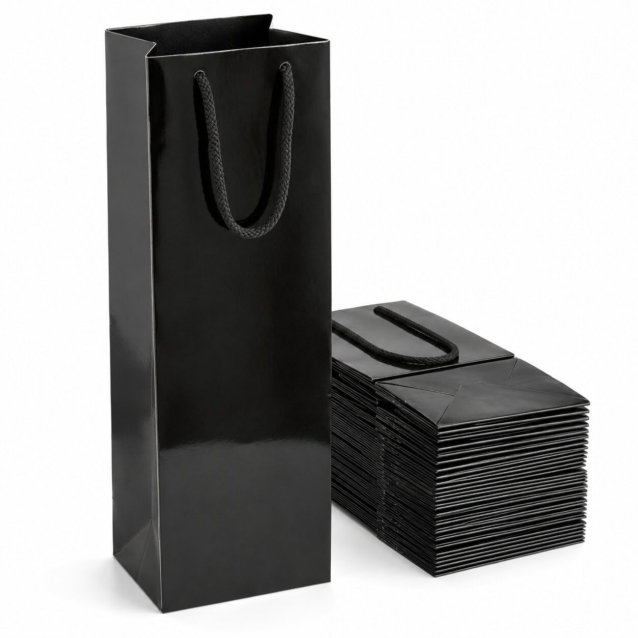 Ecocart Portabottiglie 11x11x41 Shopper Carta Bianco 50 Pezzi per Vino