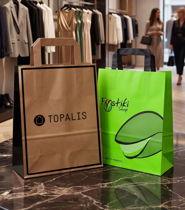 Topalis Busta Kraft Manici Piatti Economica Uso Farmacia 22x28x10