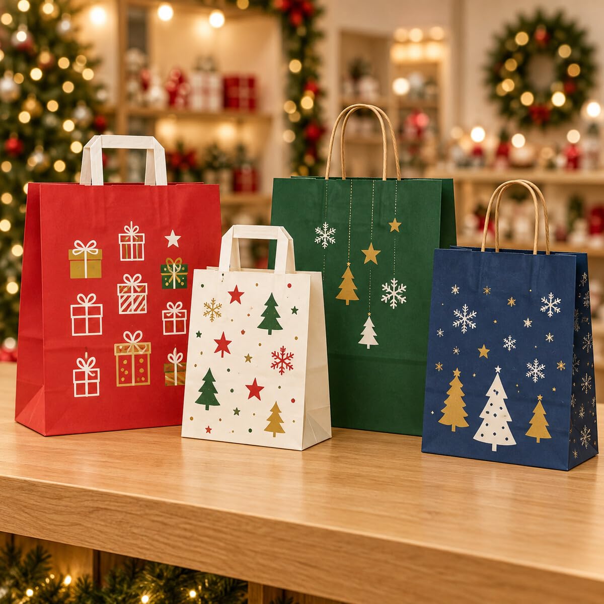 Ecocart Christmas Shopper Carta 22x12x29 Albero 50pz Cordino