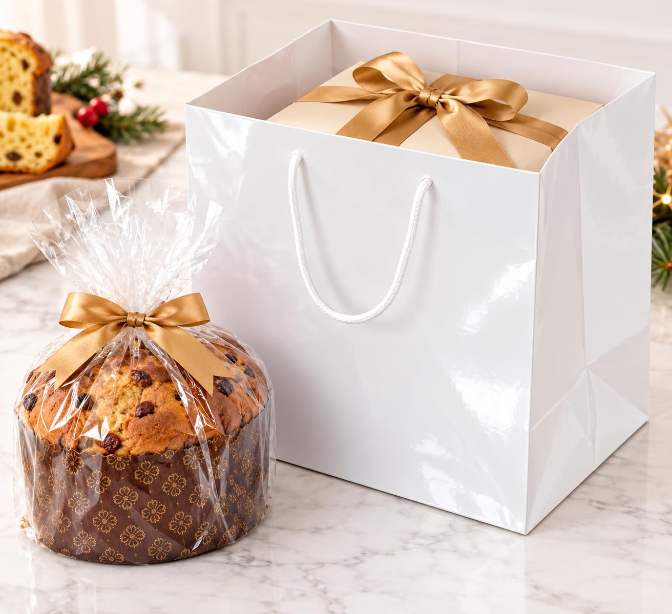Ecocart Porta Box Shopper Carta 33x24x33 Bianca 10pz Torte Vino
