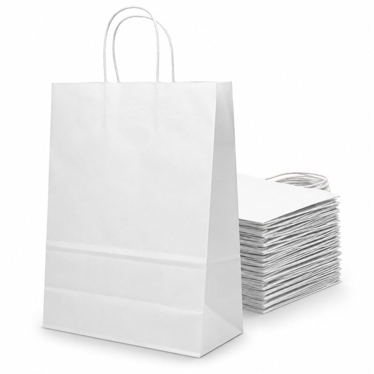 Ecocart Manico a Cordino Shopper 18x8x23cm Bianca 50pz 110g