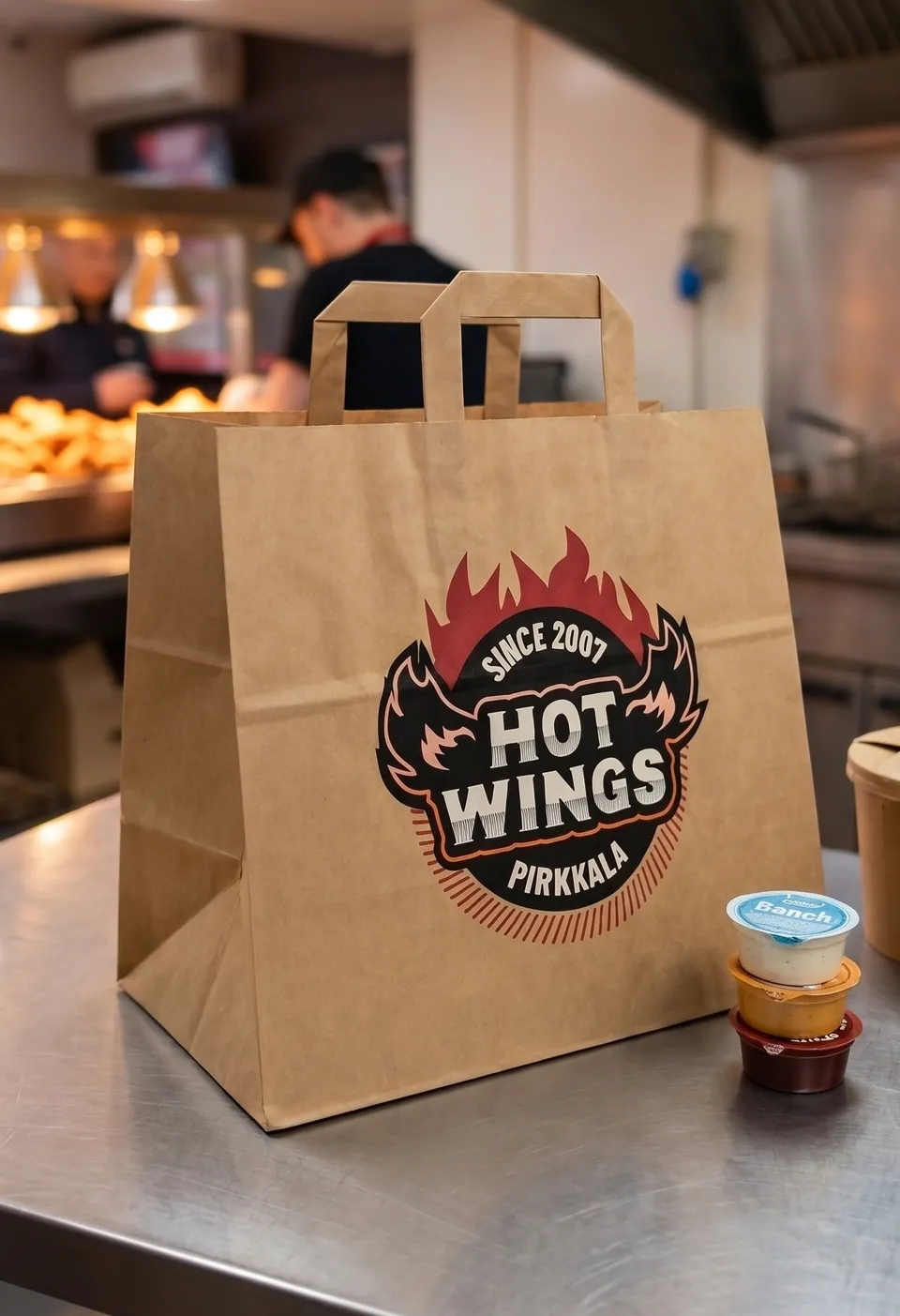 Topalis Shopper Carta Delivery Kraft Manico Piatto Asporto
