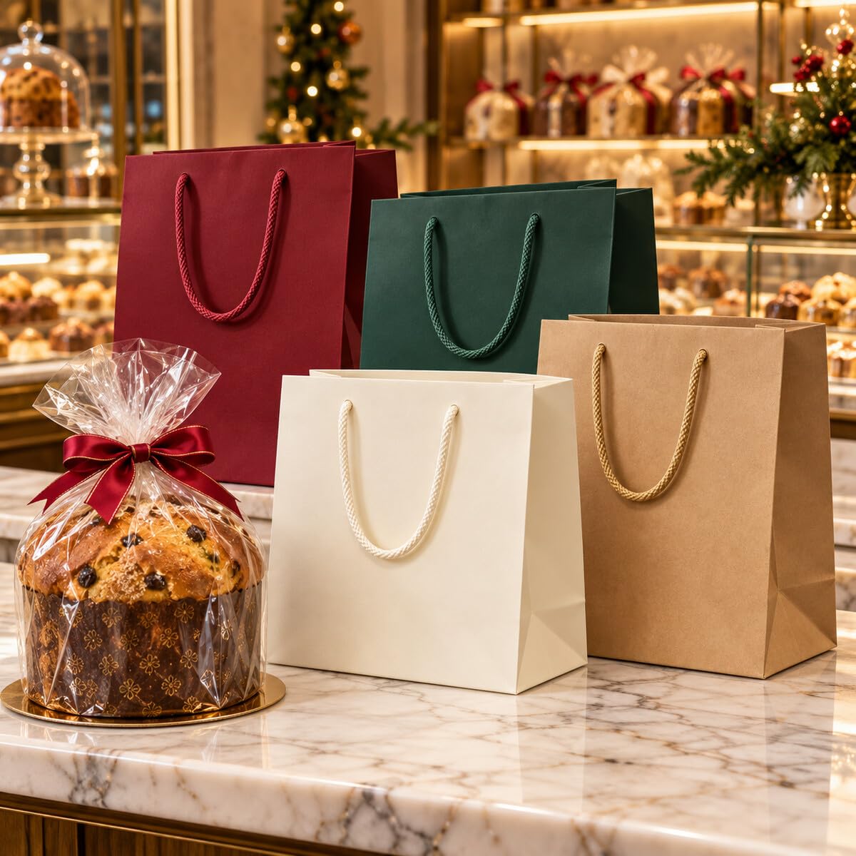 Ecocart Porta Box Panettone 33+24x33 shopper oro 10 pezzi