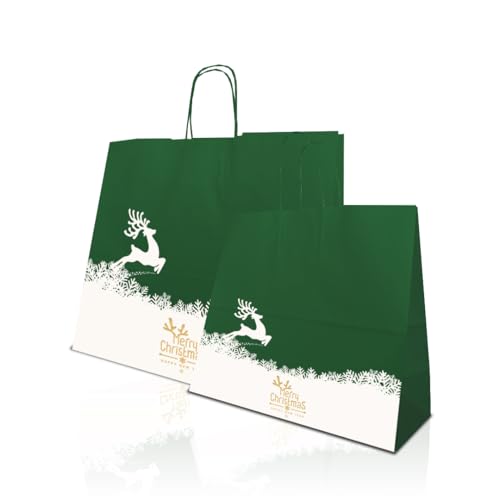 Ecocart Christmas Shopper Verde Oro Renna 32x13x28cm 50pz 110g