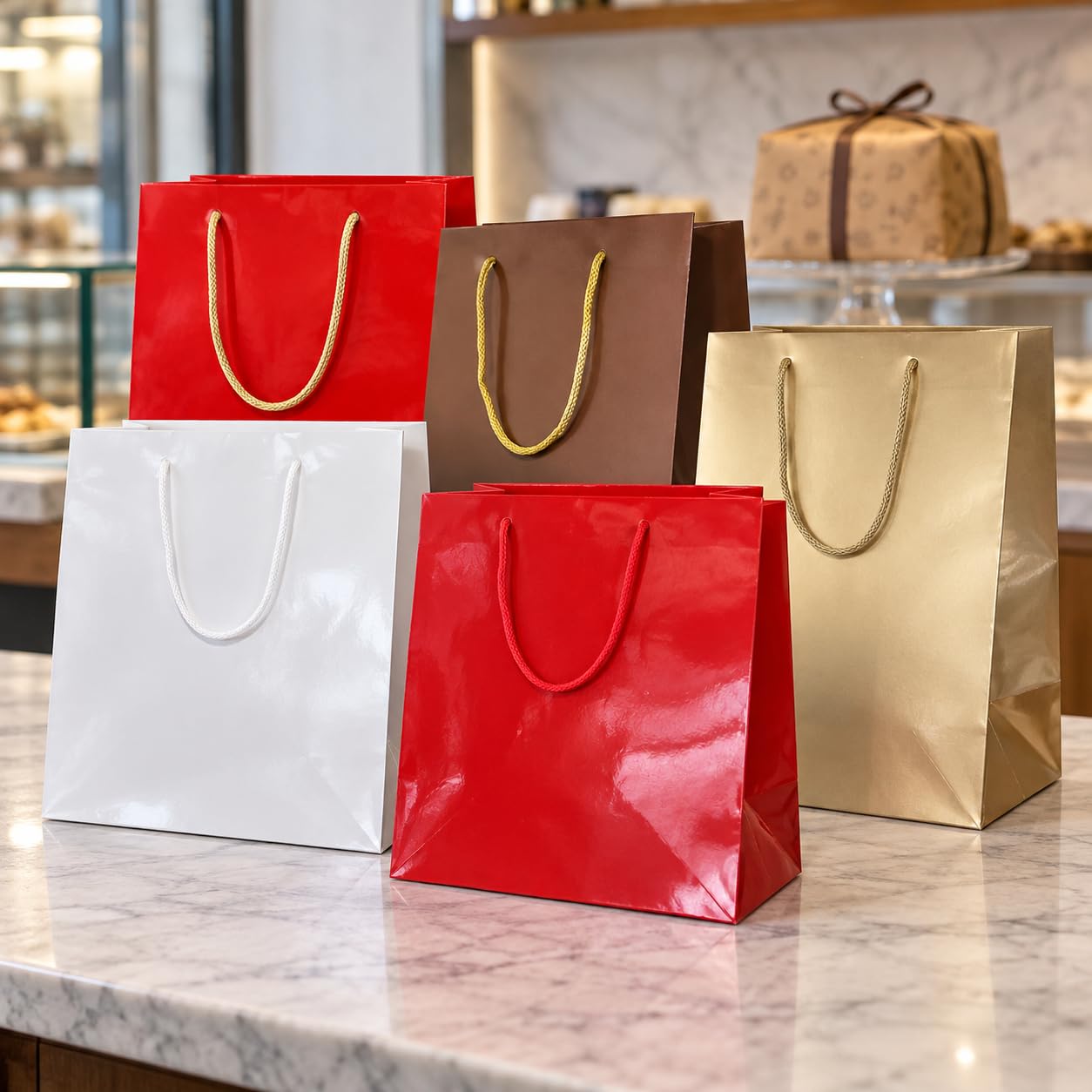 Ecocart Porta Box Shopper Carta 33x24x33 Bianca 10pz Torte Vino