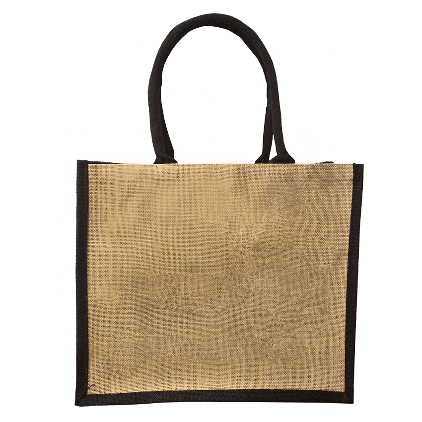 JORLOP Saco Juta Borsa Juta Naturale Soffietto Nero 20x33x33