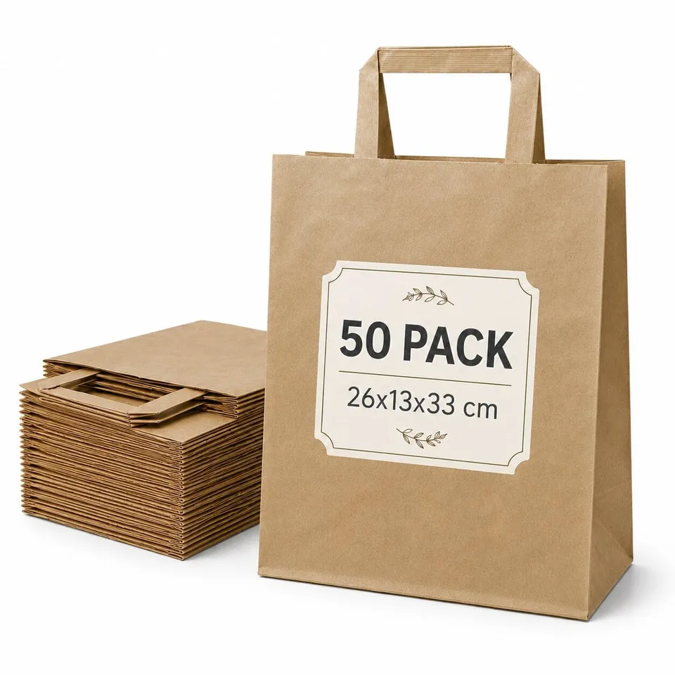 Ecocart Manico a Piattina Neutra 26+13x33 shopper avana 50 pz