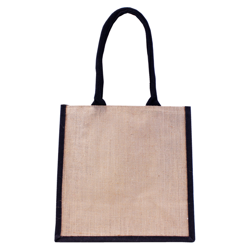 JORLOP Saco Juta Borsa Juta Naturale Soffietto Nero 20x33x33