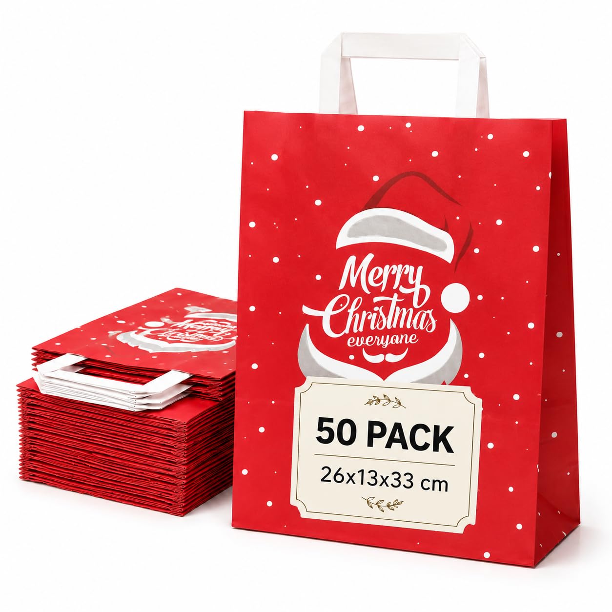 Ecocart Christmas 26+13x33 shopper natale rossa 50 pezzi