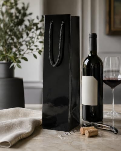 Ecocart Portabottiglie 11x11x41 Shopper Carta Bianco 50 Pezzi per Vino