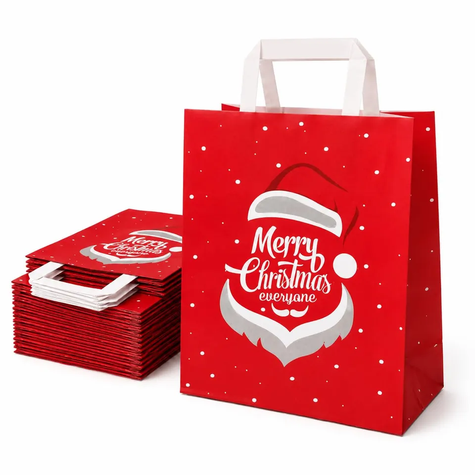 Ecocart Christmas 26+13x33 shopper natale rossa 50 pezzi