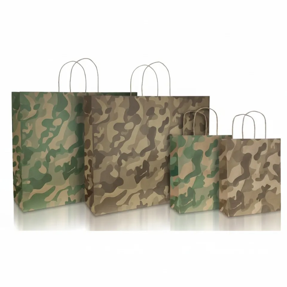 Sicily Bags Kiev shopper carta camouflage verde 120 g